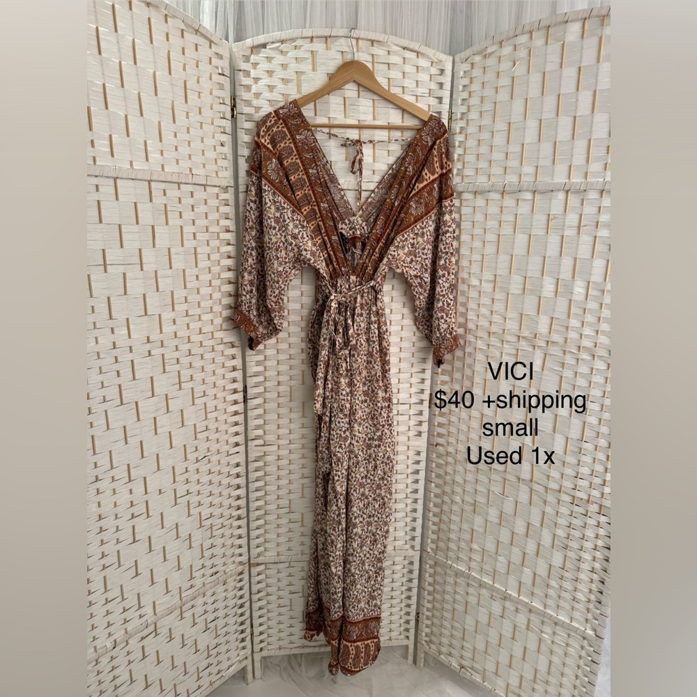 Vici Bohemian Floral Maxi Dress - Brown and Cream